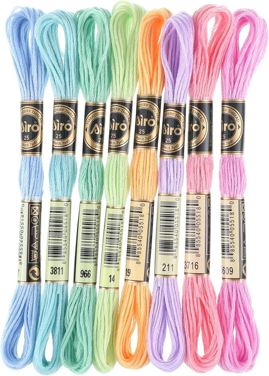 8 Skeins Macaroon Embroidery Thread 6 Ply Gradient Color Variegated Cross Stitch Floss Yarn Threads Friendship Bracelets String for Jewelry Making Sewing Bracelets Knitting Stitching Craft DIY