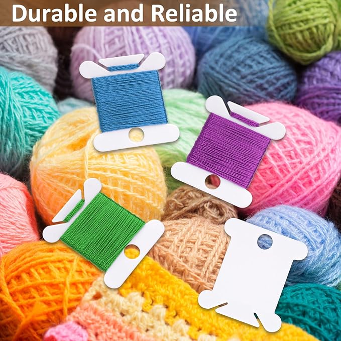 200 PCS Embroidery Floss Bobbins, Plastic Embroidery Floss Organizer, White Sewing Machine Bobbin for Cross Stitch, Thread Holder Sewing Storage for Sewing Thread, Needlework Supplies