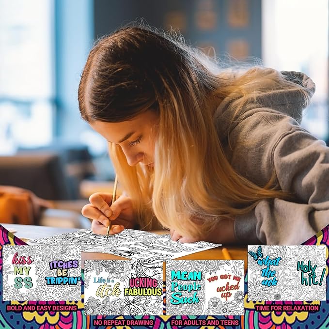Liliful 144 Pcs Coloring Book Bulk for Adult DIY Art Stress Relief Drawing Book with Patterns, Goodie Bag Filler and Holiday Gifts