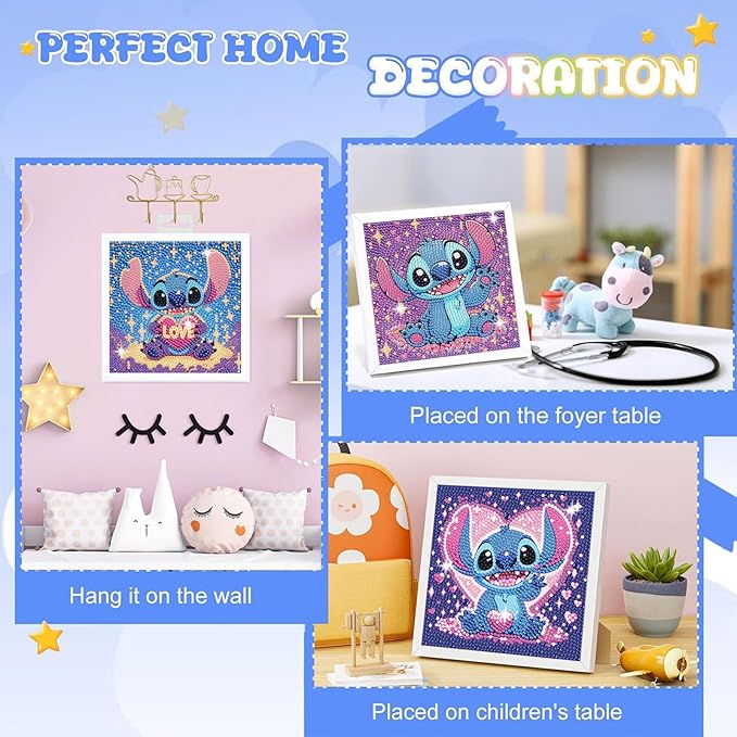 Gearock 4 Pack Diamond Art Painting Kits for Adults, Easy DIY Heart Big Gem Kits for Beginners Cartoon Lovers Halloween Christmas Birthday Gifts