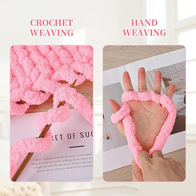 8 Packs Jumbo Chenille Chunky Yarn, 2045g (72oz) 245 Yards (224m) for Crocheting & Knitting, Handcrafts & Blanket Yarn (Pink, 8 Pack)