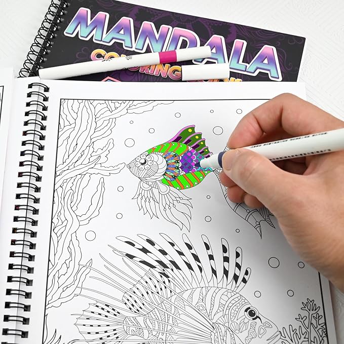 Ilyever 3 Pack Adult Stress Relief Coloring Book,60 Page Mandalas,Animal & Flower Patterns,Spiral Bound Women Coloring Books for Mindfulness & Relaxation for Christmas,Birthday&Holiday Party Gifts
