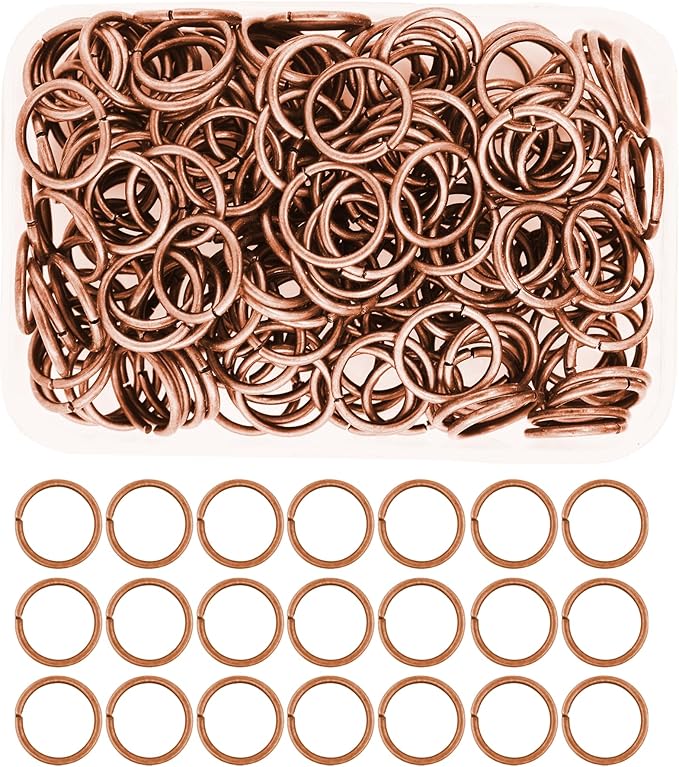 Mandala Crafts Assorted Antique Copper Color Jump Rings Jewelry Findings Metal O Rings for Jewelry Making Supplies - 200 14mm Small Open Jump Rings Kit for Necklace Earring