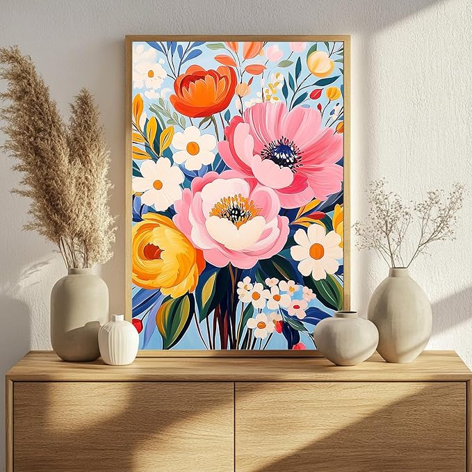 Paint by Numbers for Adult, Flower Paint by Numbers Kit for Adults Beginners, DIY Flower Acrylic Painting on Canvas for Home Wall Art Decor 16x20Inch