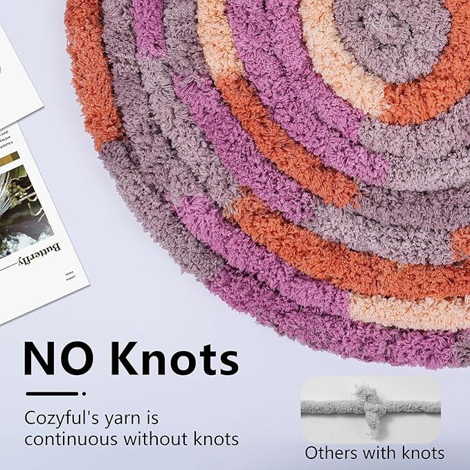 Chunky Yarn for Hand Knitting - #10 Chunky Chenille Blanket Yarn, Jumbo Big Thick Chunky Yarns for Crocheting, Tie Dye Bulky Knit Yarns, 8 Skein (25 yds 8 oz Each Skein), Purple & Orange