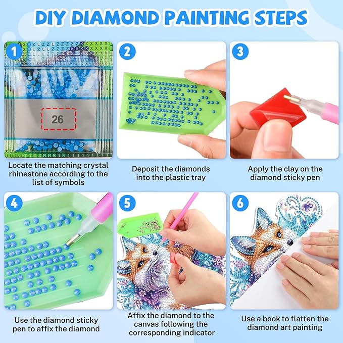 Bowetile Fox Diamond Art Hanging Kits for Adults, 5D Special Shape Diamond Painting Animal Pendant Kits, Gem Art Suncatchers Painting Window Ornament for Home Garden Wall Decor