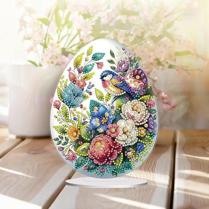 DIY Dot Diamond Desktop Easter Creative Ornaments Diamond Art Painting by Number Embroidery Arts and Crafts Easter for Home Office Garden Decoration (Single Side Dot Diamond)-#05-2PCS