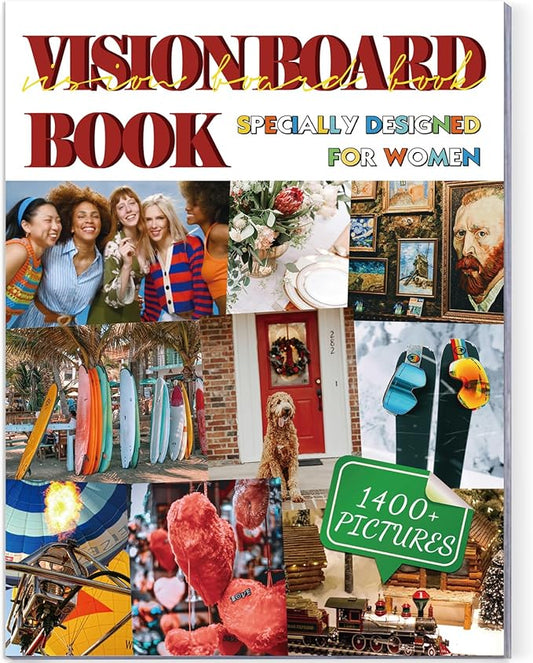 Vision Board Book, 1400+ Inspirational Pictures Quotes & Stickers, Vision Board Kit for Women, Magazine Pictures for Vision Board, Realize Dreams and Create Life Goals, Collage Book for Manifestation
