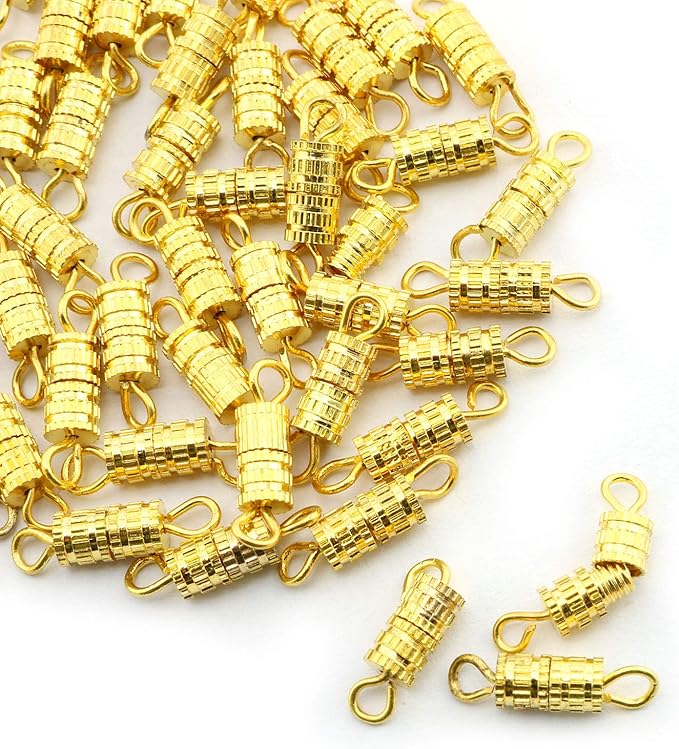 Barrel Screw Clasps 50PCS Gold Screw Barrel Jewelry Necklace Bracelet Clasps Connectors 4x13.5mm