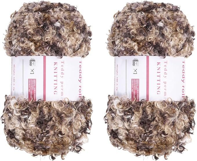 MECCANIXITY 2 Skeins Fur Yarn Soft Fluffy Chunky Yarn Fuzzy Eyelash Yarn Dark Brown for Crocheting Knit Clothes Bag - 55Yard/50m, 3.36ozx2