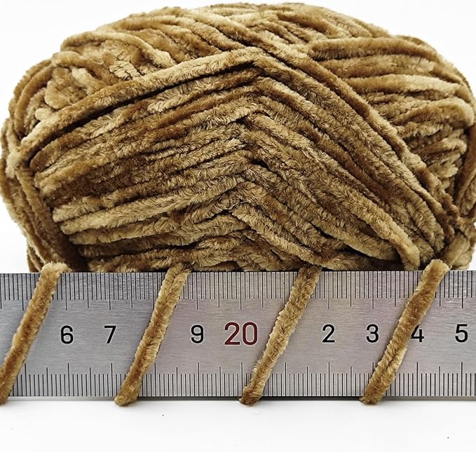 NICEEC 3 Skeins Soft Chenille Yarn Blanket Yarn for Knitting Fancy Yarn for Crochet Weaving DIY Craft Total Length 3×85m (3×93yds, 3×50g)_Dark Brown