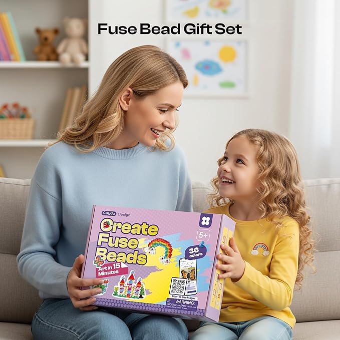 Caydo Fuse Beads Iron Kit with Fuse Bead Pen & App for Enthusiast, 10500pcs 36 Colors 5mm Complete Iron Beads for Kids Kit for Gift Holiday Home DIY Art & Craft Creative Projects