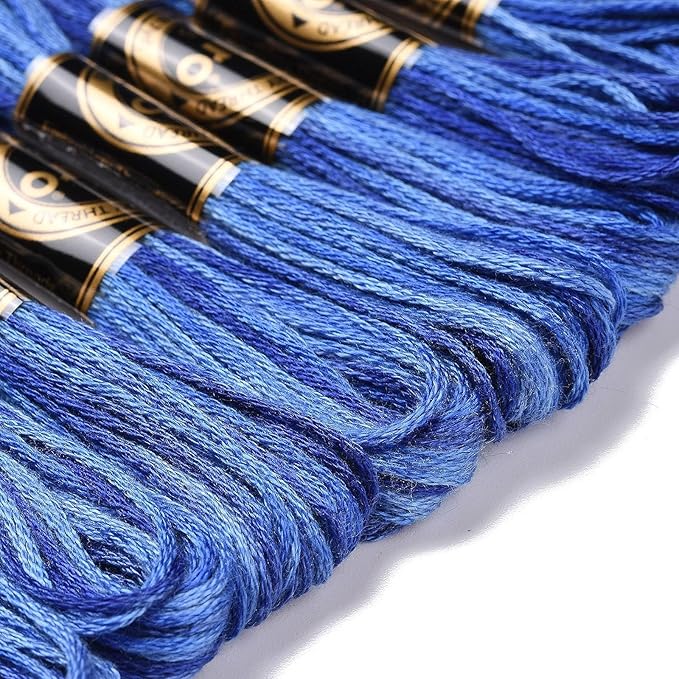 FASHEWELRY 10 Skeins Embroidery Floss Friendship Bracelet String Threads 6-Ply 0.5mm Dark Blue Cross Stitch Embroidery Thread for Sewing Bracelet Making Stitching Crafts