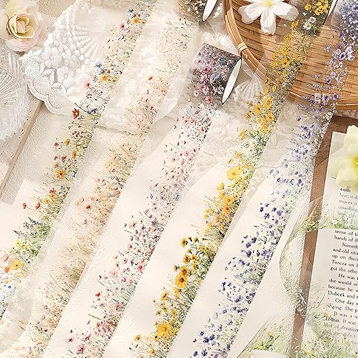 Kesari PET Tape Stickers for Journaling Supplies,6 Rolls Nature Washi Tape Scrapbook Stickers for Journaling, DIY Crafts (Fairy Tales)