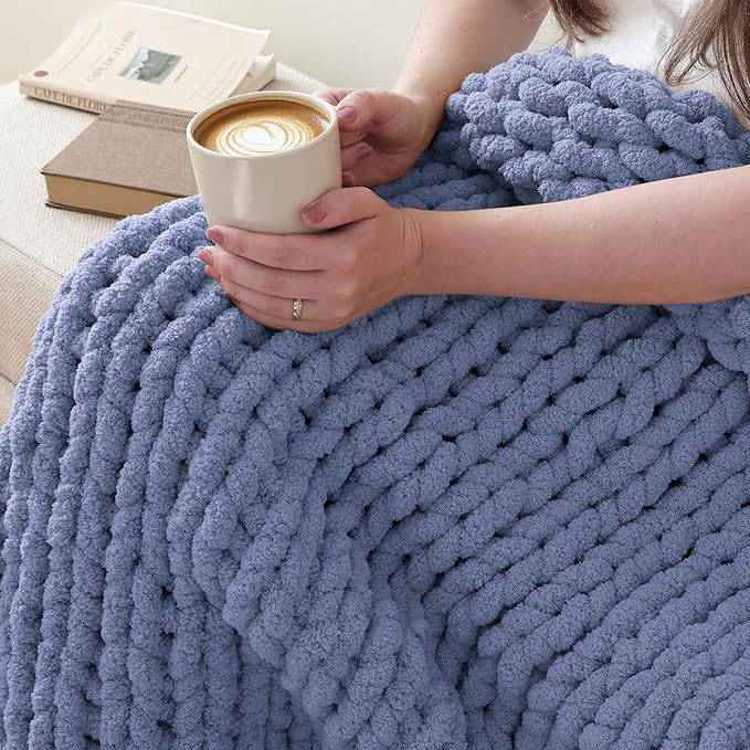 Jumbo Chenille Chunky Yarn for Crocheting - Super Bulky Fluffy Chunky Yarn for Hand Knitting - Extra Thick Soft Blanket Big Yarns 8 Jumbo Pack (27yds,8 oz Each Skein)