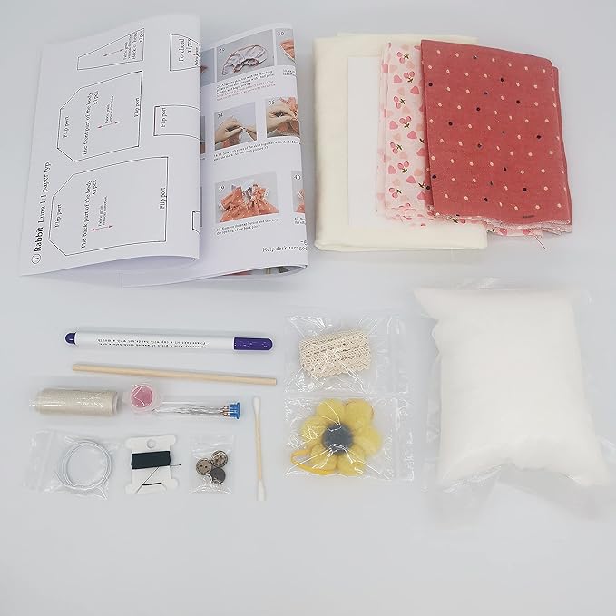 DIY Bunny Sewing Craft Kit for Adults – Handmade Fabric Sewing Project – Complete Materials & Instructions