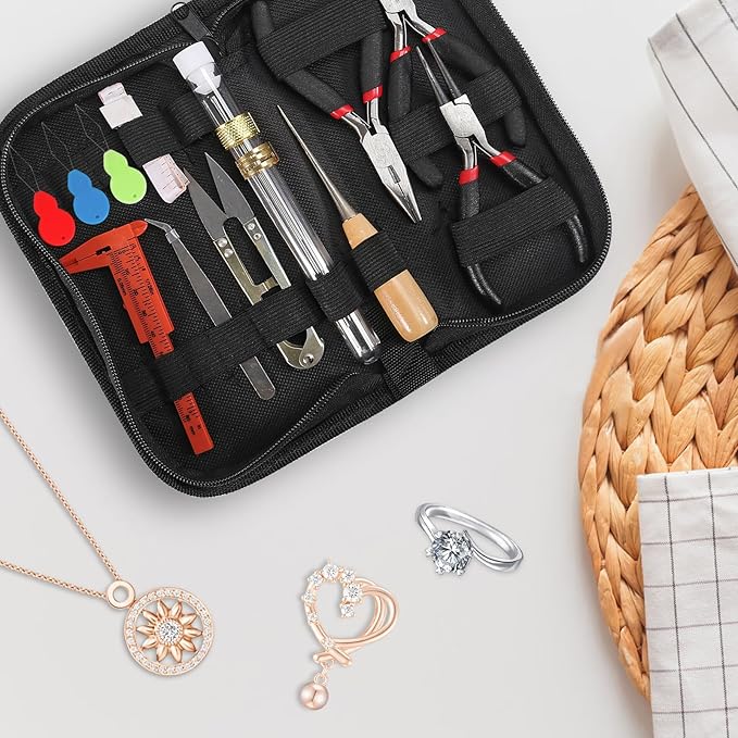 D-FLIFE Jewelry Making Supplies Kit with Jewelry Tools, Jewelry Wires and Jewelry Findings for Jewelry Repair and Beading (23pcs)