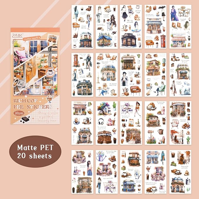 206PCS Pre-cut Junk Journal Stickers & Scrapbook Stickers: Aesthetic Journal Supplies for Planner, Scrapbooking, Card, Notebook | 20 Sheets