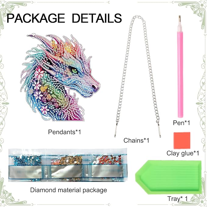 AiYuanzsh Colorful Dragon Diamond Art Painting Hanging Decor – DIY 5D Crystal Rhinestone Art Kit for Adults, Fantasy Window Wall Ornament Craft Gift