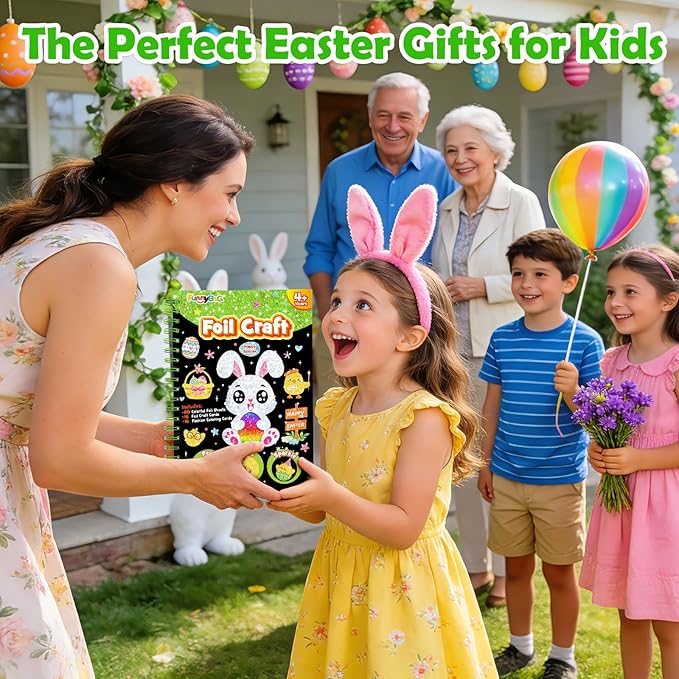 funnyb&g foil art crafts for kids ages 4-8: easter basket stuffers for kids 2026,birthday gift for kids, easter crafts for kids,party favors,creative toys for girls boys 4 5 6 7 8 9 years old(easter)