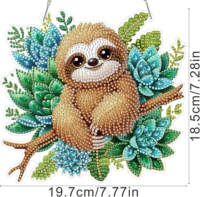 ZeeLionArt Hanging Diamonds Art kit for Adult,Animal Pendant Diamonds Painting Art Kit,7.2x7.7inch Acrylic Diamonds Painting Board Kit Ornament, Special Crystal Diamond Hanging Ornament