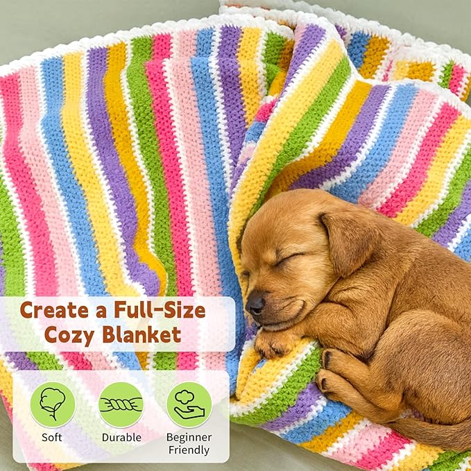 Skinny Chenille Yarn Pack – 15 Skeins Multi-Color Edition(1.76oz/50g Each, 15 Colors, Total 2,370yd) – Multi Color Skinny Chenille Yarn kit CYC#2 – Crochet Starter Kit for Toys, Baby Blanket