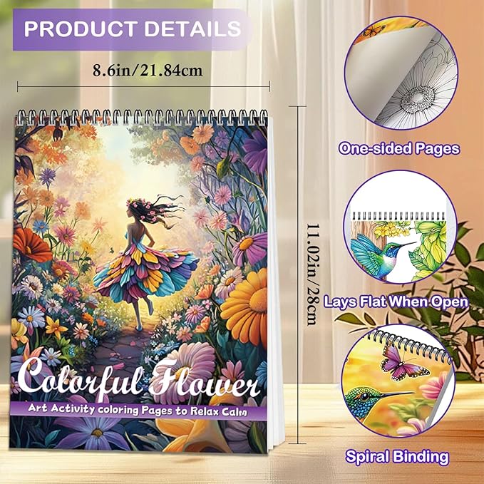 Aannanl Adult Coloring Book - Set of 3 Coloring Books for Adults Relaxation Spiral Bound Coloring Books for Women to Relieve Anxiety and Stress Relief (Natural Scenery)