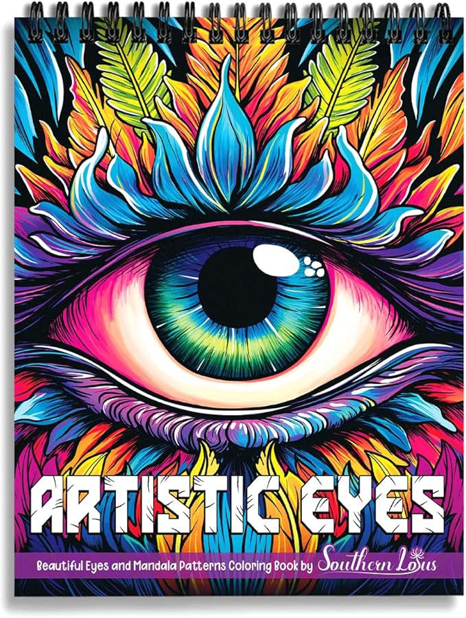 southern lotus artistic eyes spiral coloring book for adults women teens to relax stress relief