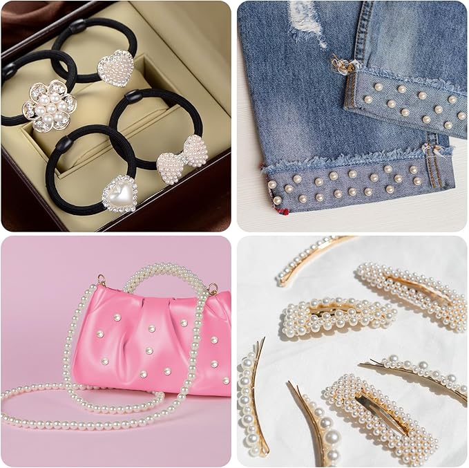 1860pcs Pearl Beads for Jewelry Making, 5 Sizes Round Pearls Bracelet Making Kit, Pearl Beads with Gold Spacer Bead Letter Star Heart Bow Bead for Necklaces Earrings DIY Crafts