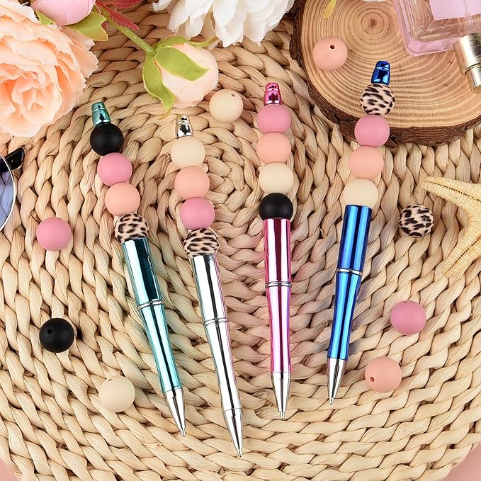 ASTARON 100 Pcs 15mm Silicone Beads for Keychain Making, Pink Black Silicone Round Beads Bulk for Bracelets Pens Crafts Supplies