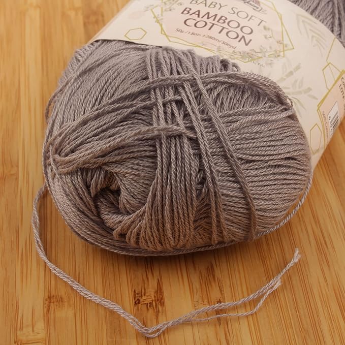 JubileeYarn Baby Soft Bamboo Cotton Yarn - 50g/Skein - Smoky Sky - 4 Skeins