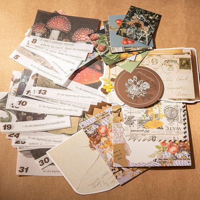YagCu Scrapbook Kit for Beginners, Aesthetic Junk Journal Supplies, Scrapbooking and Journaling Materials, Bullet Journals Stationery, Planner DIY Arts Craft Paper, Women Adults