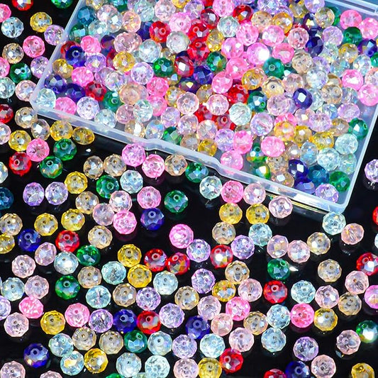 laopottbeads 220pcs colors random 10mm crystal glass beads for jewelry making beads for bracelets necklace pendants making supplies(mixed colors)
