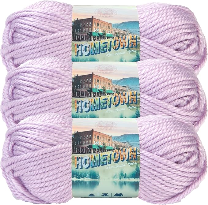 Lion Brand Yarn Hometown Yarn, Super-Bulky Yarn for Knitting, Crocheting, and Crafting, 3 Pack, Joliet Iris