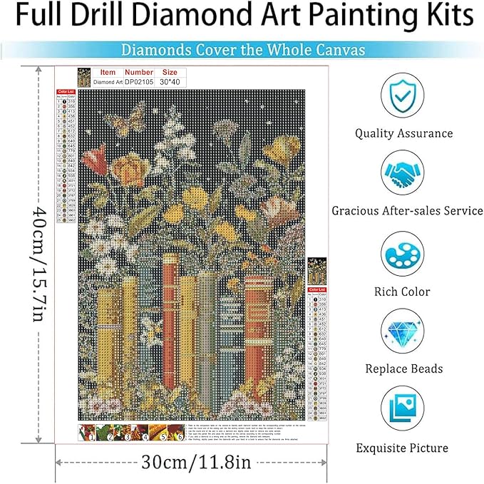 ARPADAMO Diamond Art Kits for Adults,5D Book Diamond Painting DIY Flower Diamond Art Diamond Painting Kits for Adult,Round Full Drill Diamonds, Diamond Art Kits for Home Decor-12x16inch