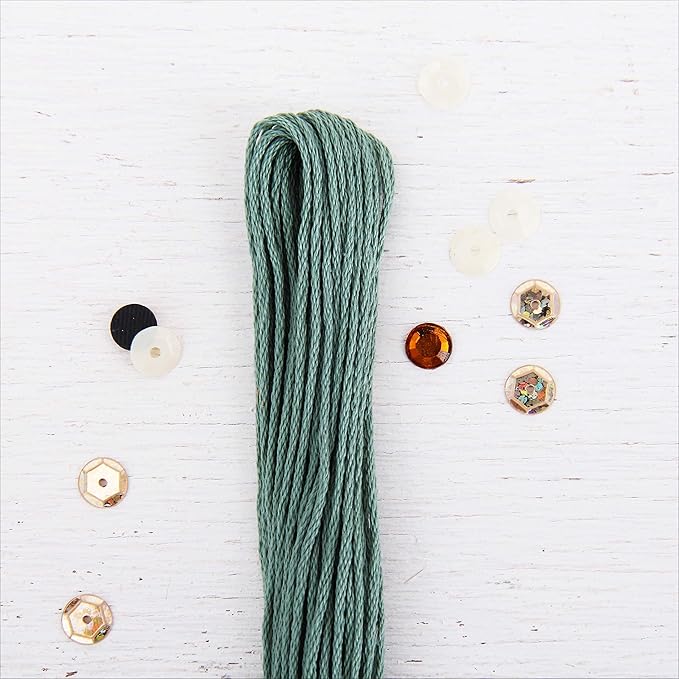 12 Skeins ThreadArt Premium Egyptian Long Fiber Cotton Embroidery Floss | Sea Green | 6 Strand Divisible Thread 8.75yds Each for Hand Embroidery, Friendship Bracelets, Cross Stitch and Crafts