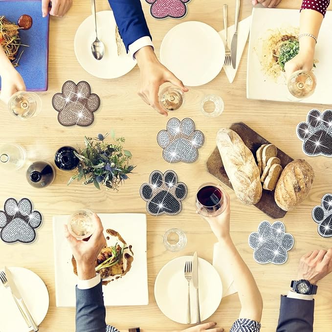 10 Pcs Dog Paw Shaped Diamond Painting Coasters Kits Cat Pet DIY with Holder for Beginners Adults and Kids Art Craft Supplies Gift…