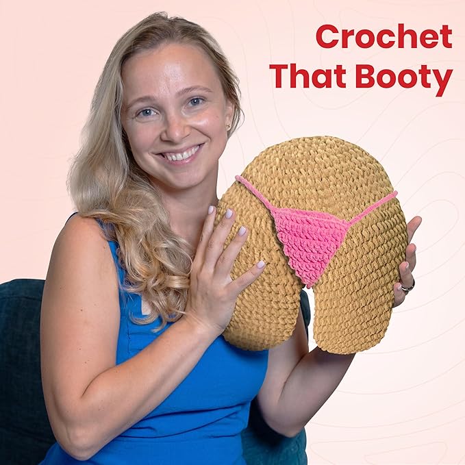 Dabline Crochet Pillow Kit for Beginners – Easy DIY Crochet Starter Kit with Pre-Started Yarn & Step-by-Step Video Tutorials – Learn to Crochet Kit Gift for Women & Men
