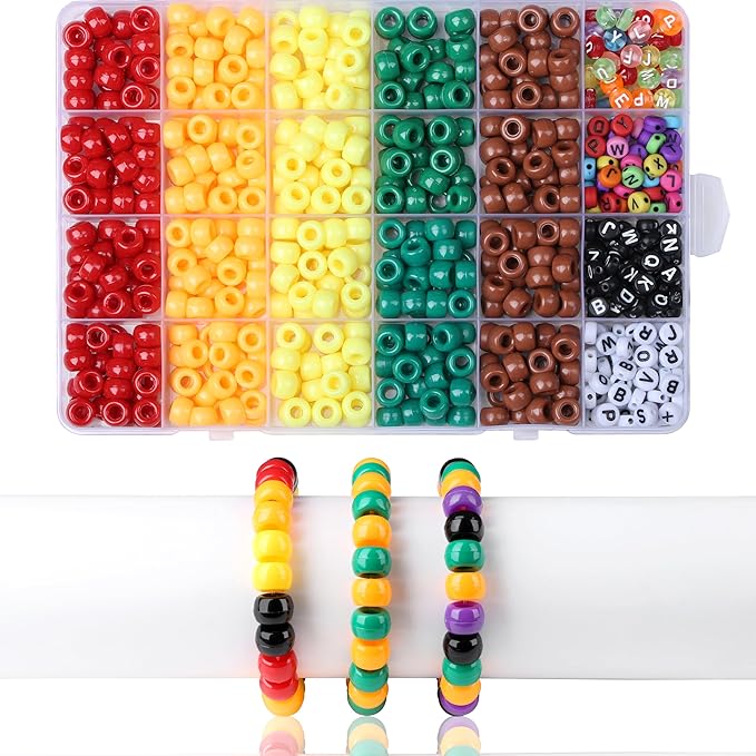 Fall Pony Beads Kits,Fall Beads for Necklace Jewelry Making,Bracelets Making Kits,Bracelet Bead,Plastic Bead for Crafts, Gift for Friend(5 Color,500PCS)