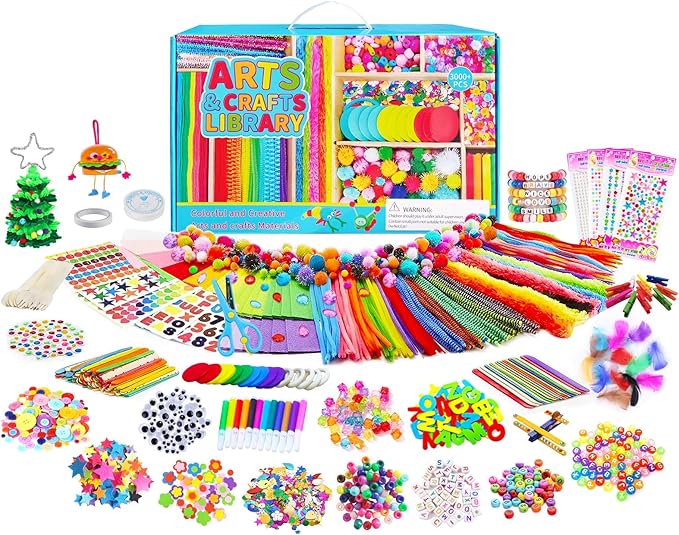 Itopstar Crafts for Kids -3000pcs+ Art Supplies Kids Art Supplies Great for School, Homeschool and Kindergarten DIY Crafting Projects-Giant Craft Box for Supplies