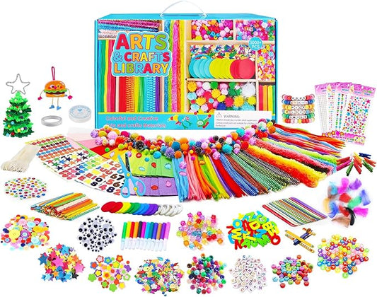 Itopstar Crafts for Kids -3000pcs+ Art Supplies Kids Art Supplies Great for School, Homeschool and Kindergarten DIY Crafting Projects-Giant Craft Box for Supplies