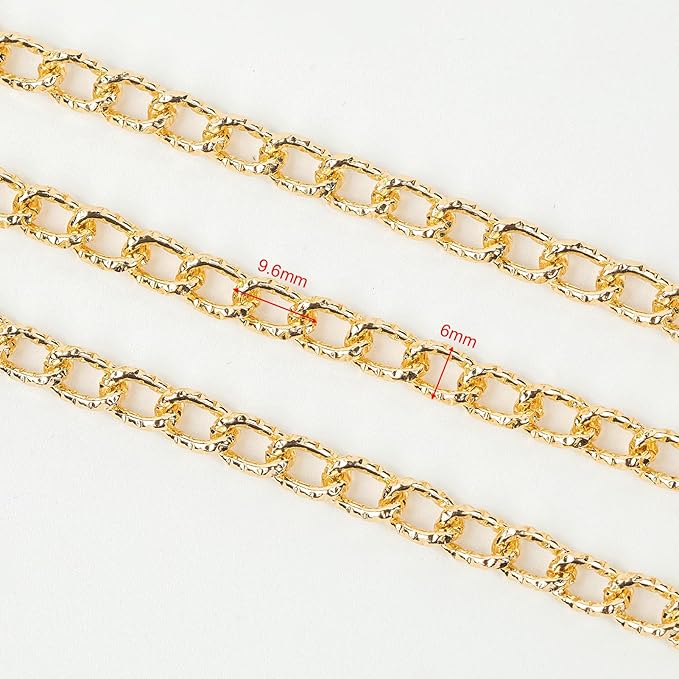 YOUBEIYEE 33 Feet Gold Plated Chain for Jewelry Making Aluminum Embossed Cable Necklace Chain for Women Jewelry Making Supplies