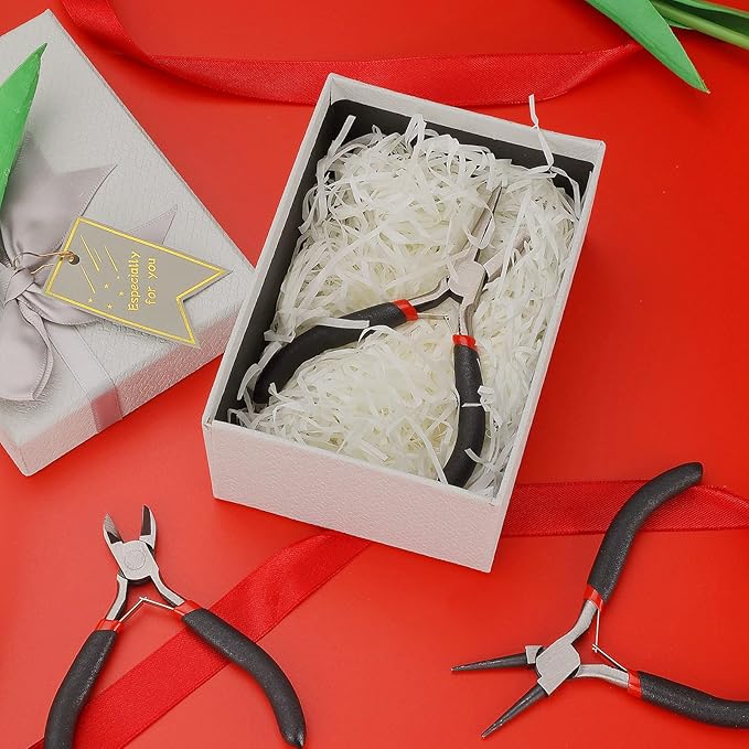 4Pcs Jewelry Pliers Set Jewelry Making Pliers Tools Kit Include Jewelry Making Needle Nose Chain Nose Round Bent Pliers Wire Cutter for Bracelet Beading Craft Jewelry Making Supplies (Black)
