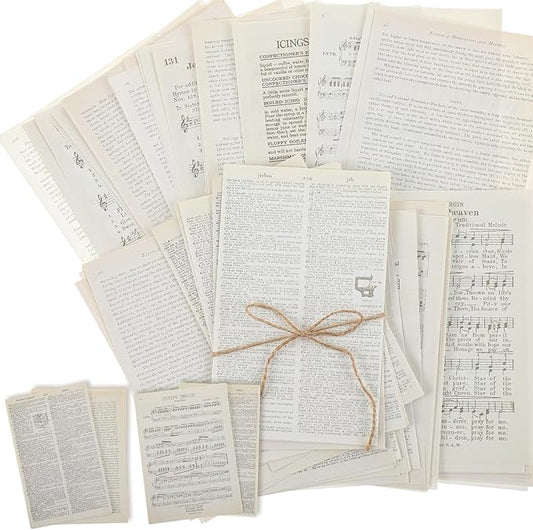 Zonon 114 Pieces 2 Sets Junk Journal Pages Vintage Ephemera Pack Craft Paper Junk Journal Vintage Paper for Albums Planner Decorative Crafts Embellishment Supplies(Old Book Series)