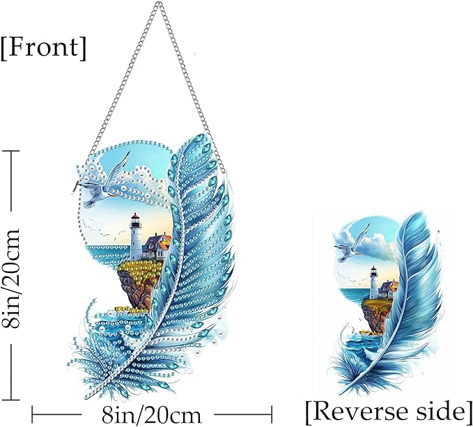 Kaliosy Sun Catcher Lighthouse Window Hanging Ornament - Outdoor Porch Decor, Landscapes Themed Diamond Art Ornament, Acrylic Board Diamond Painting for Home, Front Door Sign, Indoor Decor 8x8inch