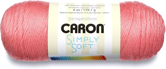 Caron Simply Soft Collection Yarn, 6oz, Gauge 4 Medium Worsted, 100% Acrylic - Strawberry (H97COL0015)