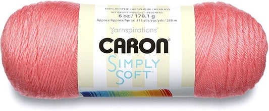 Caron Simply Soft Collection Yarn, 6oz, Gauge 4 Medium Worsted, 100% Acrylic - Strawberry (H97COL0015)
