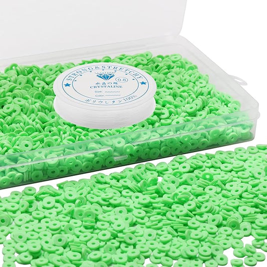 4000 Pcs Clay Beads for Bracelets Making, Polymer Spacer Flat DIY for Jewelry Necklace Earring Making Kit, Preppy Aesthetic Heishi Heshie Thin Disk Beads Assortments Set 4 6 8MM (GR-6-07, 6MM)