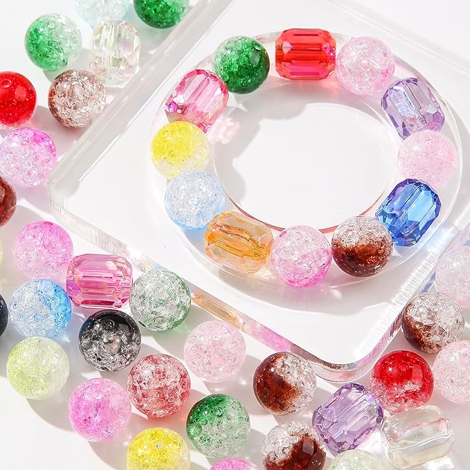 16mm Acrylic Beads,Chunk Bubblegum Beads,60pcs Beads for Pens,Shine Disco Ball Beads,Jumbo Plastic Beads for Necklace Jewelry Bracelets DIY Crafts Making (Crack Color)