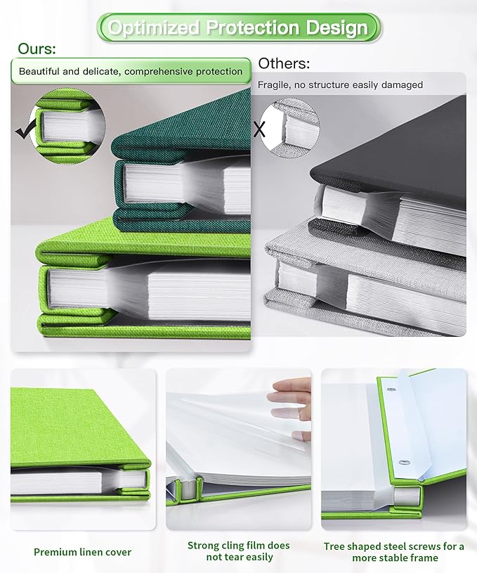 Popotop Photo Album Self Adhesive Scrapbook Album for 4x6 5x7 8x10 Pictures DIY Photo Book as Scrapbooking Supplies Kits, Birthday Gifts for Women Mom Wedding Baby Family Travel